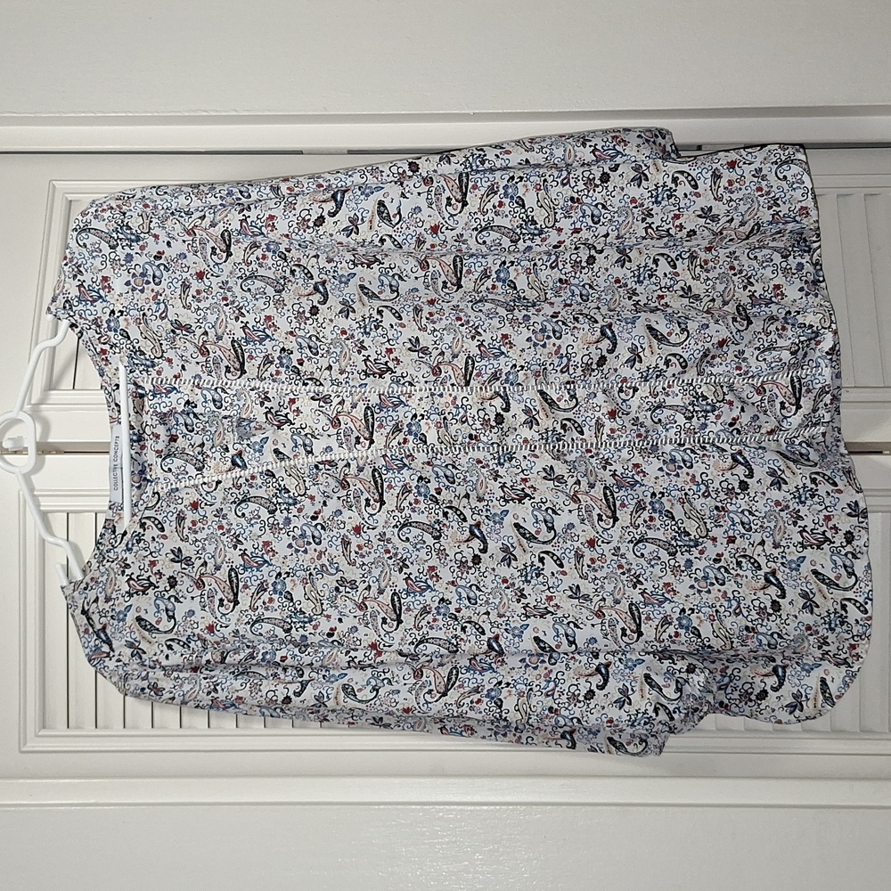 Collective Concepts- 3/4 sleeve, multi color pattern blouse (1x)
